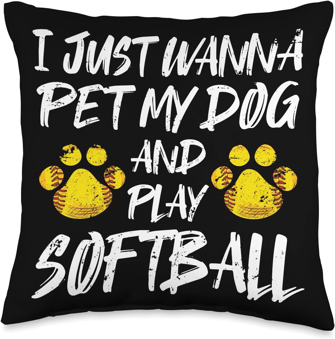 Dog Lover Girls Softball Funny Throw Pillow