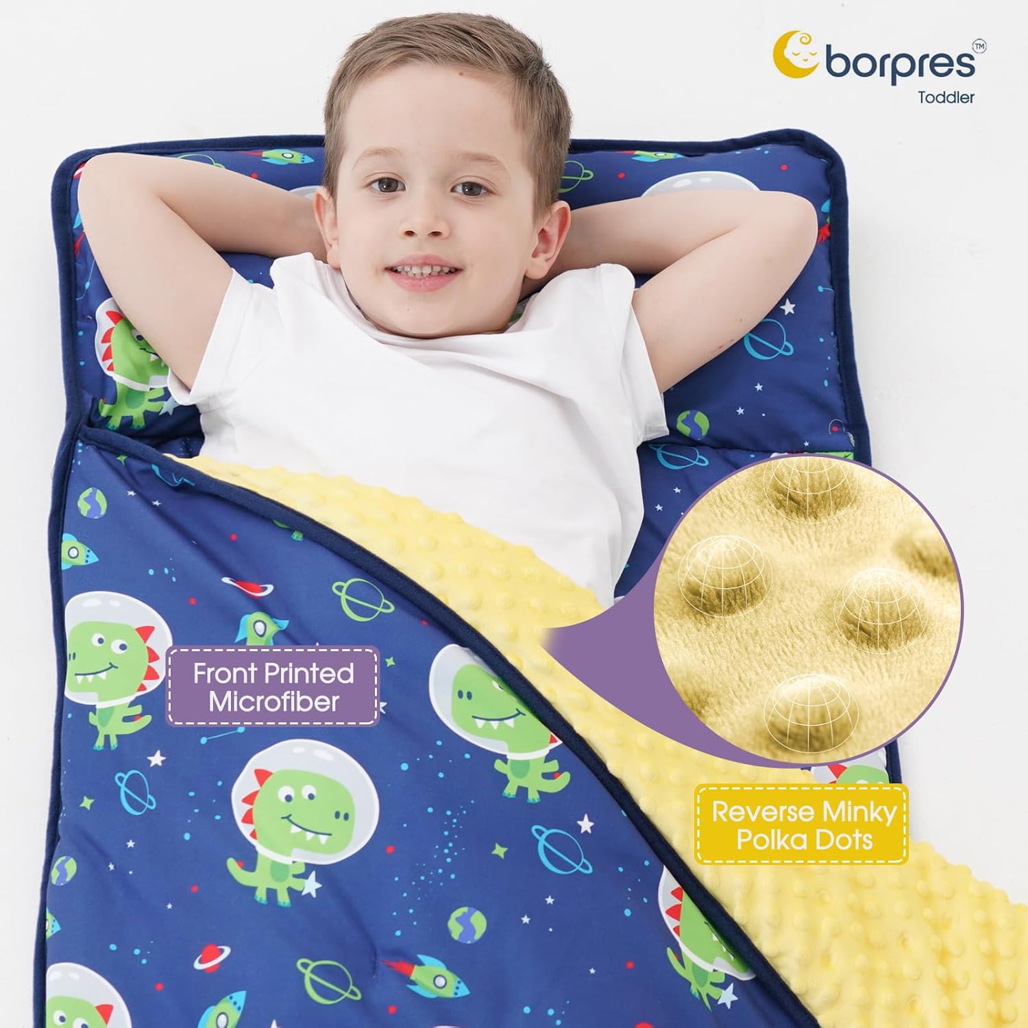 Nap Mat with Pillow Blanket Set: Sleeping Mats for Toddler Kids - Thick Large Roll up Slumber Bag for Daycare Preschool Kindergarten Boys Girls