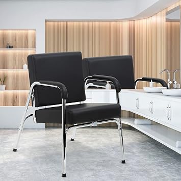 Shampoo Chair Portable Auto Reclining Salon Chair w/Heavy Duty Steel Frame Modern Fashion Comfortable Styling Hair Chair for Hair Stylist, Beauty Spa Barber Salon Chairs, Black