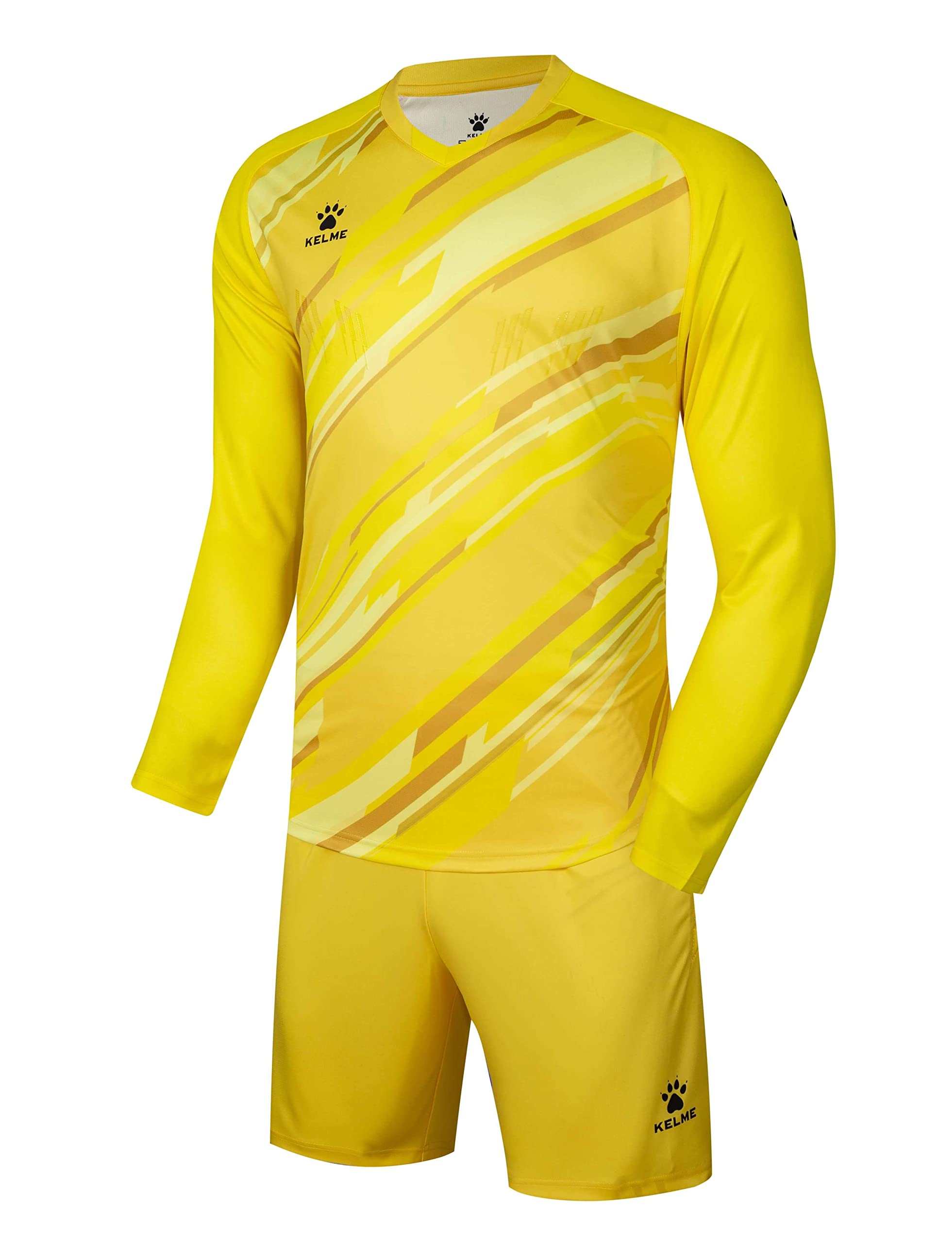 KELME Conjunto de uniforme de portero de fútbol, camiseta de portero acolchada, pantalones cortos, calcetines, camiseta de portero para hombre, adultos y niños