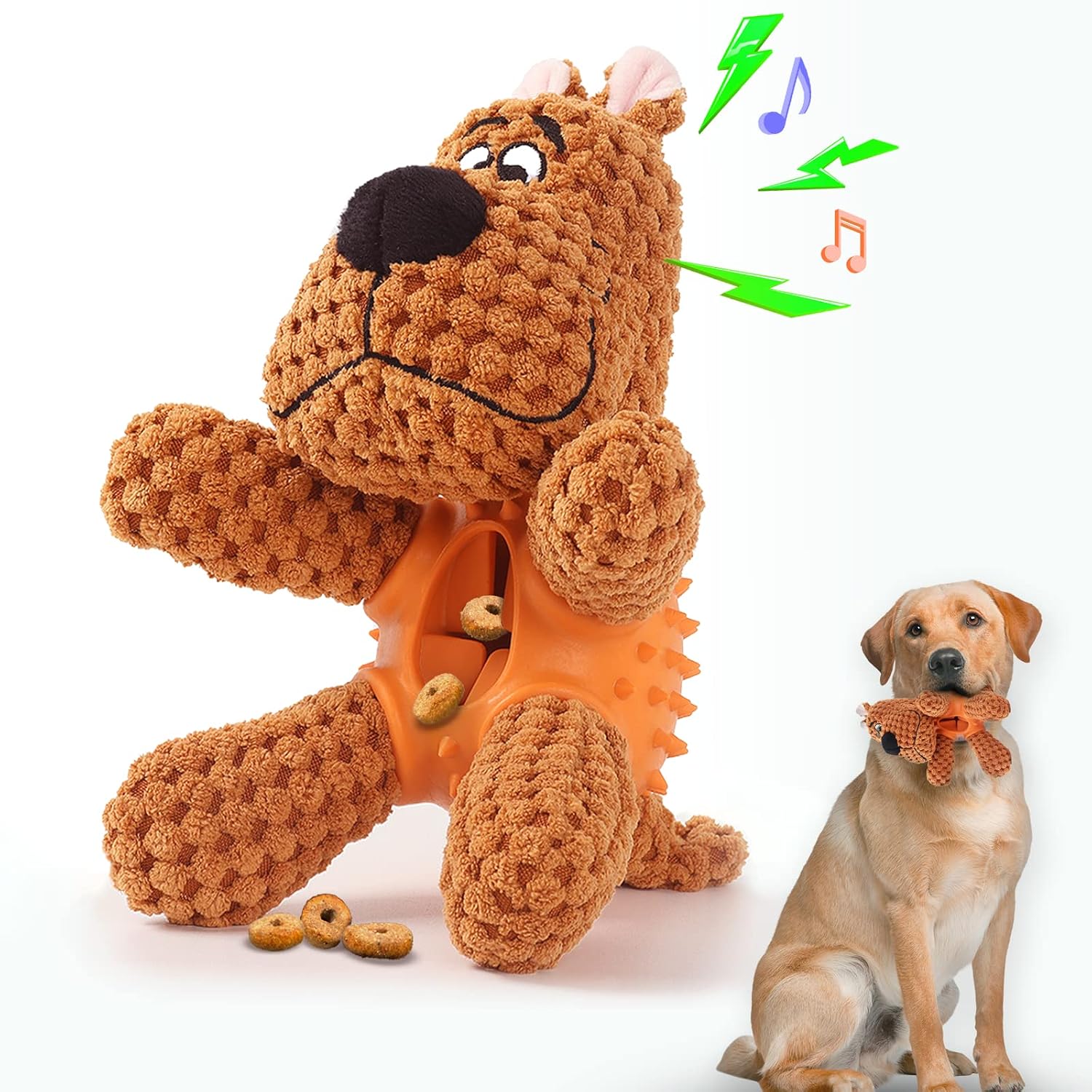 Binoomi Dog Chew Squeaky Toys,Puzzle Dog Toys with Food Dispensing, Crinkle Paper, Teeth Cleaning with Natural Rubber and Durable Plush…
