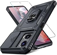 Vista 21 de Janmitta Compatible con Funda Moto G 5G 2024 con Cubierta Deslizante Integrada para Lente de Cámara + Protector de Pantalla + Soporte de Anillo