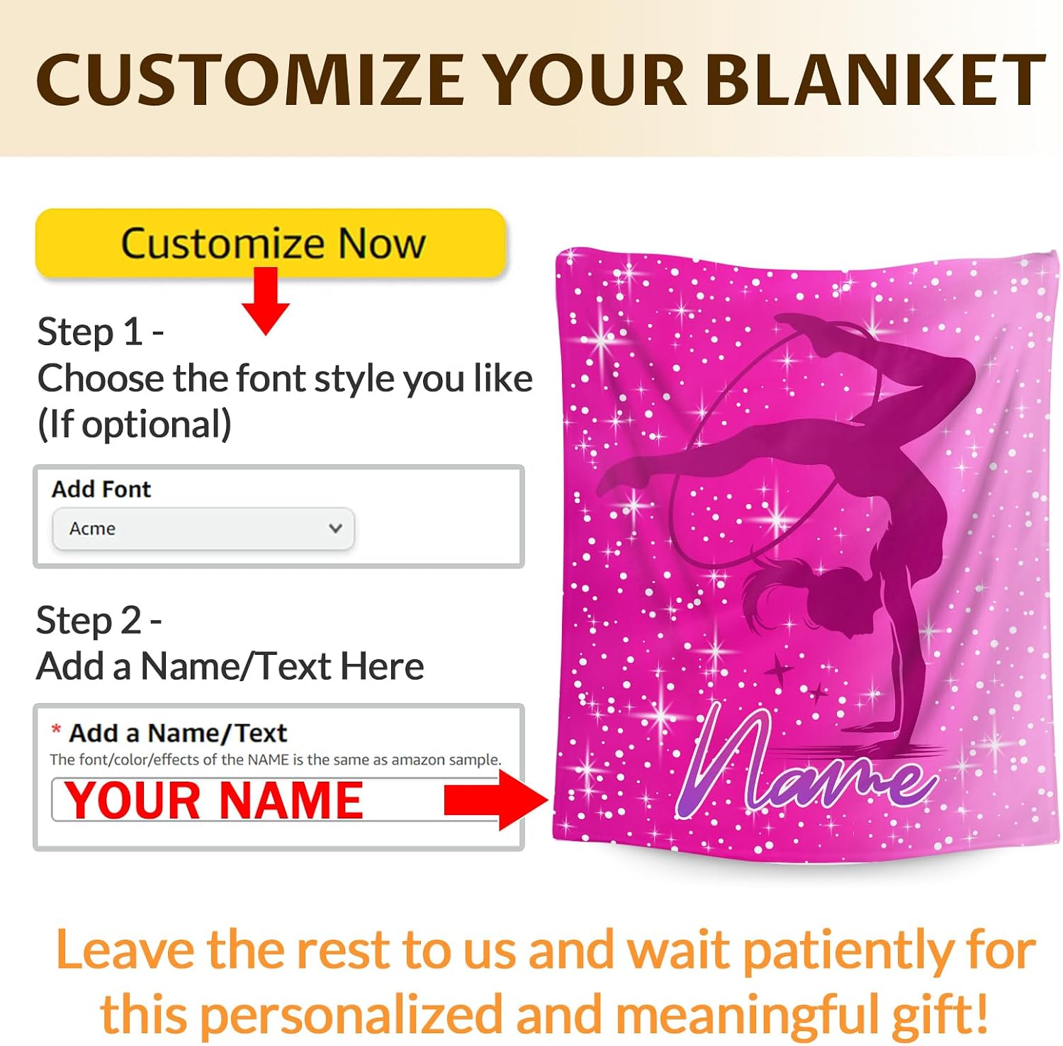 Gymnastics Gift for Daughter Girls Women Her, Personalized 80x60 Inches Plush Lightweight Gymnastic Blankets for Bedding Room Home, Christmas Throws for Teacher Gymnasts Lovers