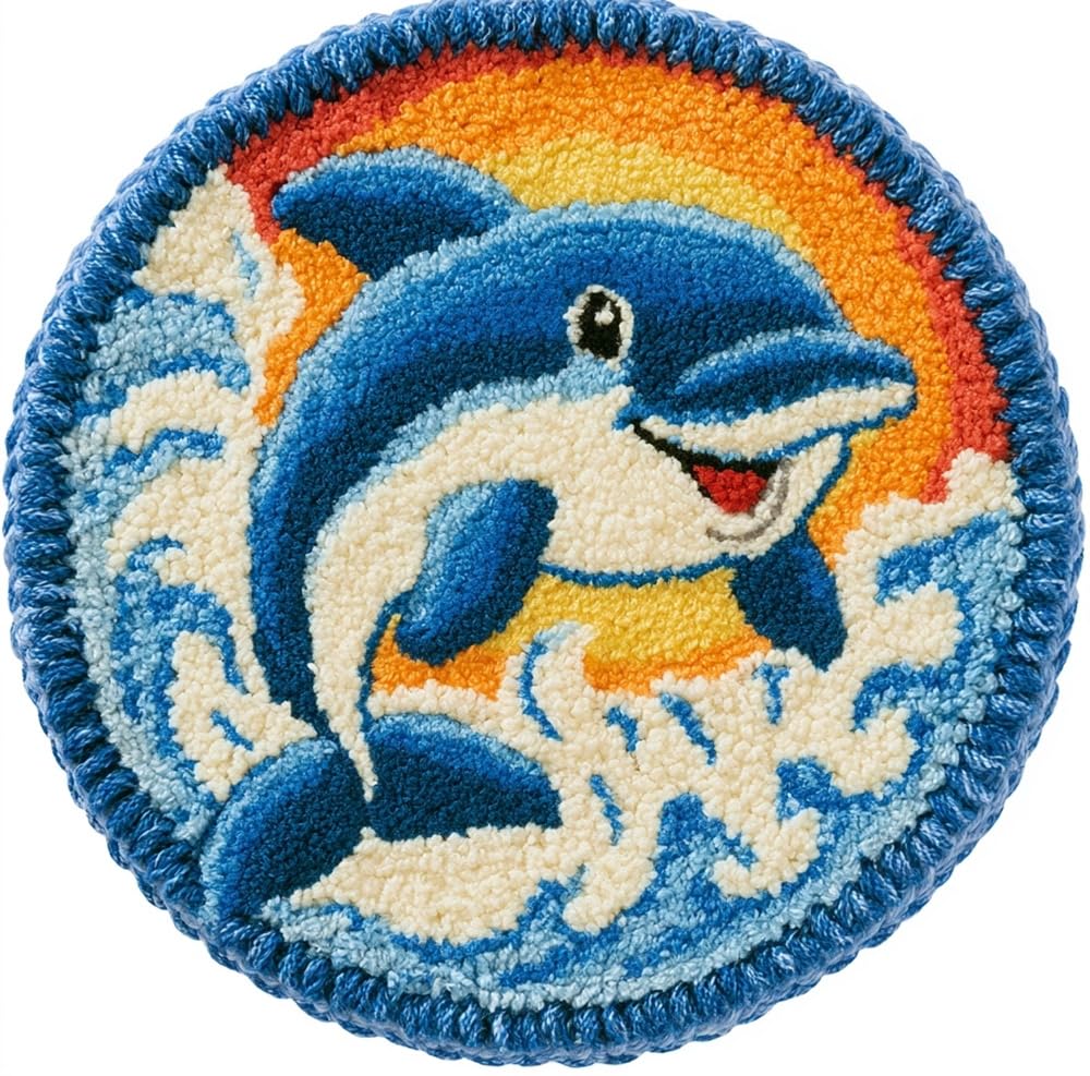 kitphoenix Latch Hook Rug Kit, Smiling Dolphin