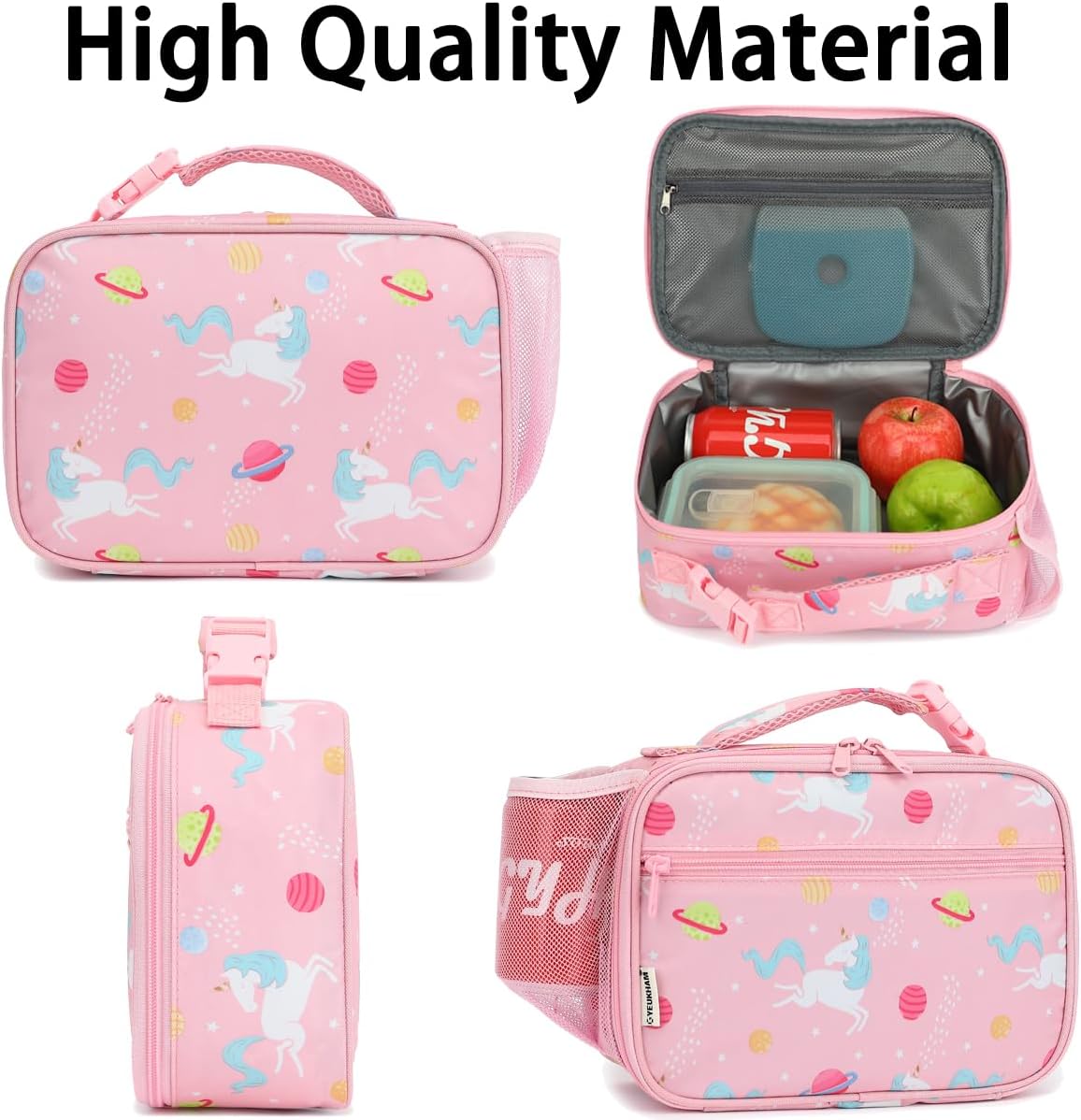 GYEUKHAM Insulated Lunch Box for School, Thermal Reusable Durable Freezable Lunch Bags for Kids Boys Girls Men Women - Small Soft Cooler Portable Lunch Tote Kit for Work Picnic Travel,Pink Unicorn image 5