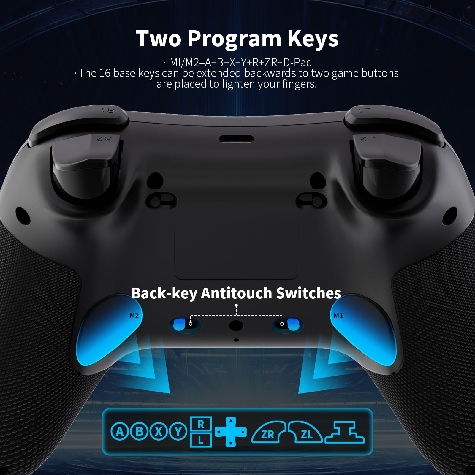 AceGamer Aurora 2.4G Bluetooth Controller Senza Fili per PC Windows/Switch/Stem/Ios/Android,Gamepad PC con a Effetto Hall, Pulsante Posteriore Programmabile, Attuatore Lineare Risonante (nero)