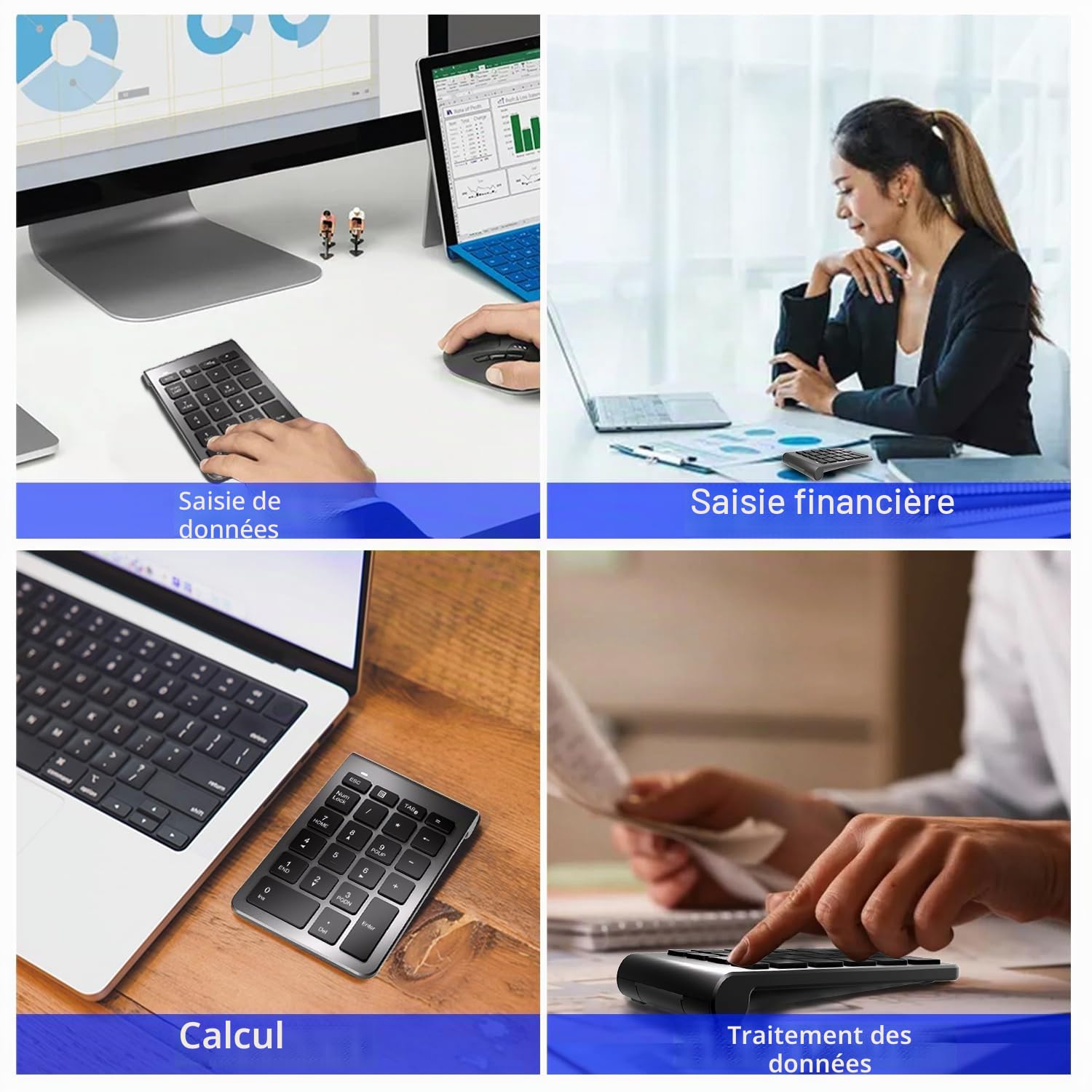 Clavier Numérique Bluetooth 5.0- Pavé Numérique Sans Fil 22 Touches（11 Touches Multifonctions） Pave Numerique Compatible avec PC/MacBook/Laptop/iPhone/SurfacePro (Windows/macOS/iOS/Android) Portée 10m