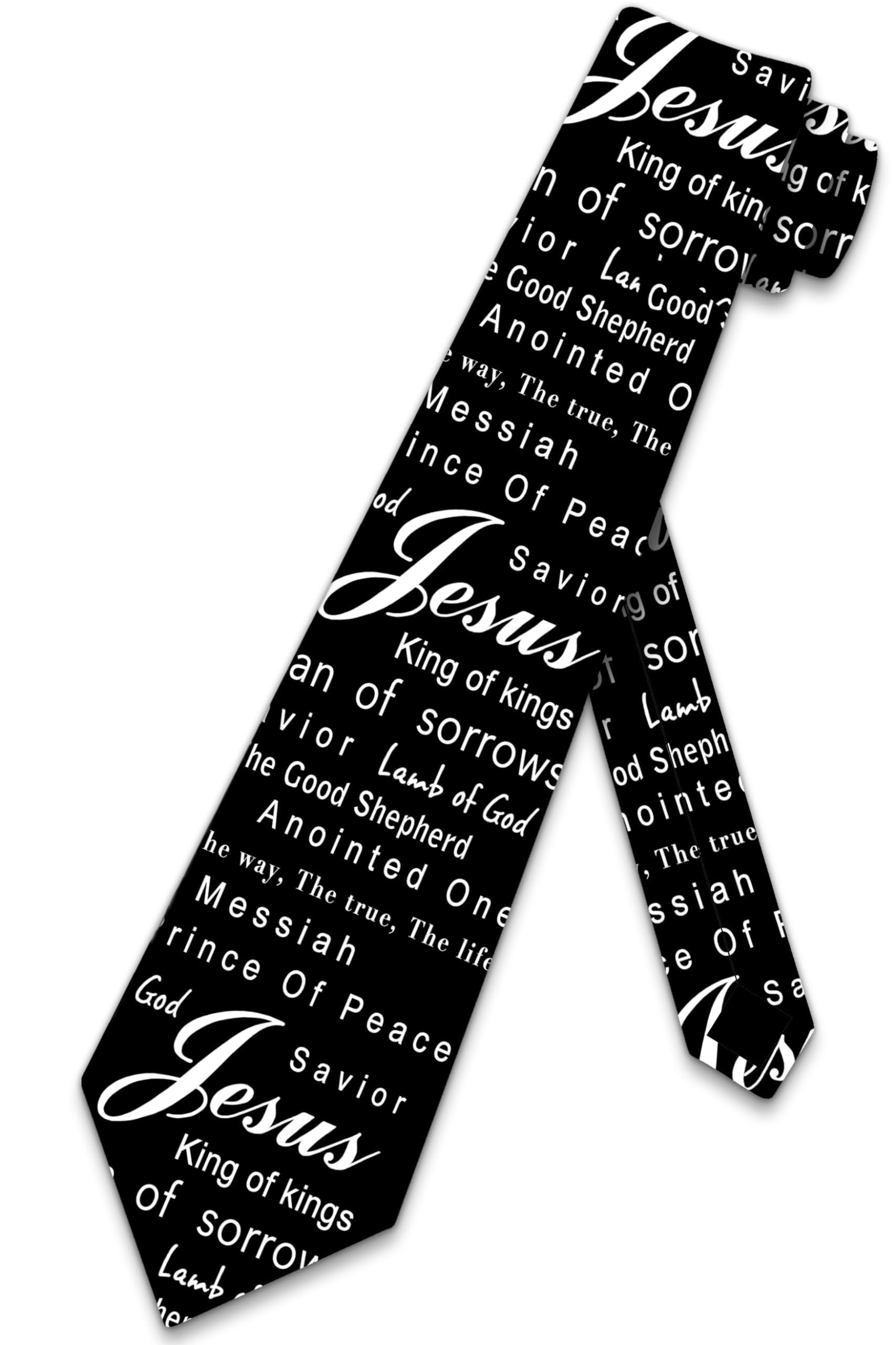 BHHJKK Jesus Ties Mens Religious Necktie Jesus is King Tie Christian Neckties for Men