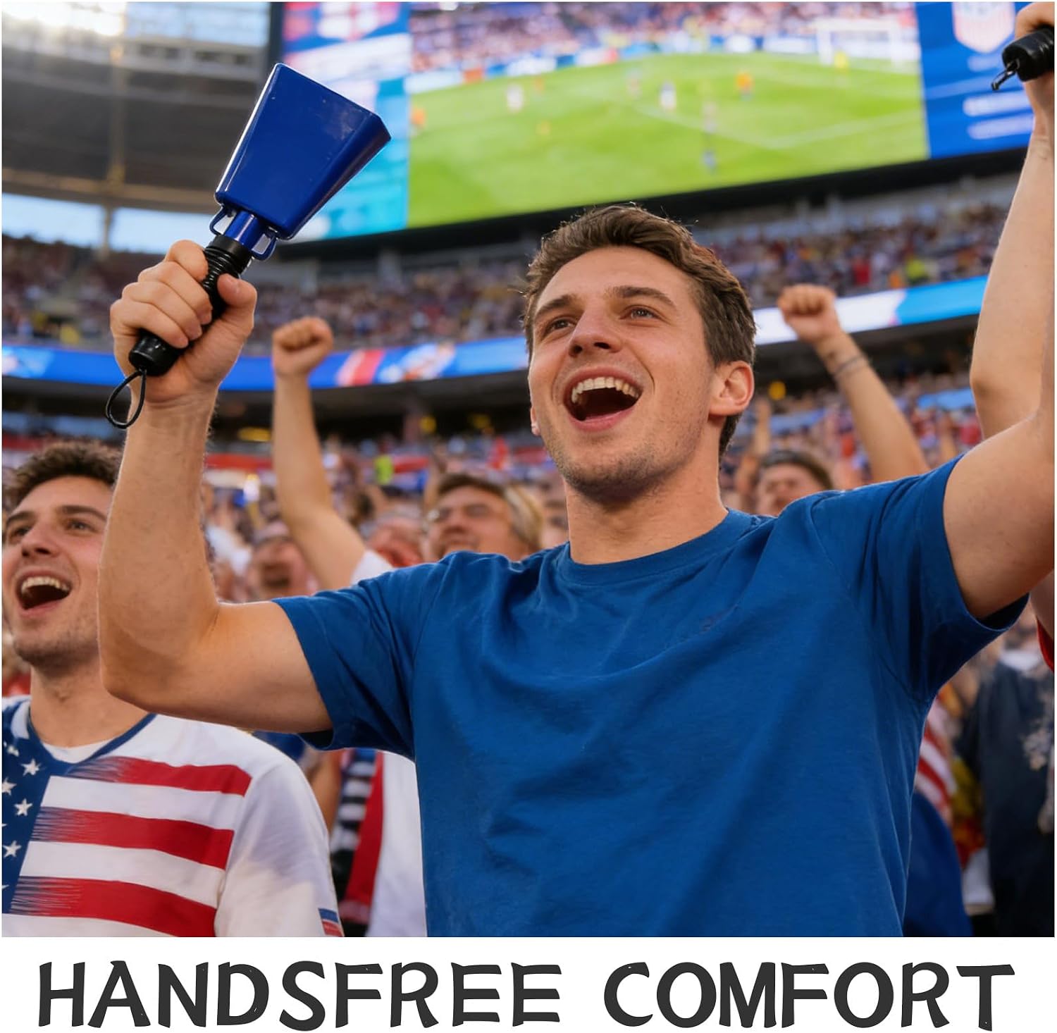 Metal Cowbell with Handle & Wrist Strap Sports Events Cheering Bell (Blue) - Noise Makers Chimes for Percussion School Team Spirit Musical Instruments Alarm