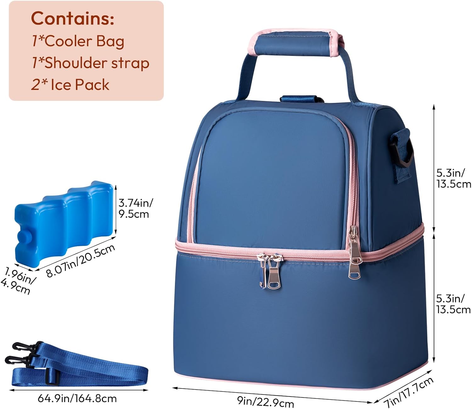 NCVI Breastmilk Cooler Bag, Breast Pump Bag with 2 Ice Pack Fits 6 Bottles, Double Layer Breast Milk Cooler Travel Bag Baby Bottle, for Travel, Nursing Mom Daycare, Work, Picnic (SkyBlue)