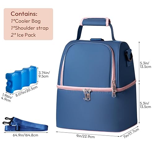 Miniatura 7 de NCVI Bolsa enfriadora de leche materna, bolsa para extractor de leche materna con 2 bolsas de hielo para 6 botellas, bolsa de viaje de doble capa