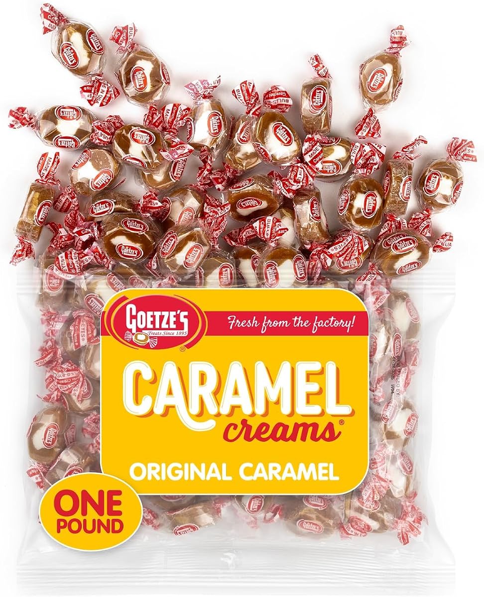 Goetze's Candy Classic Vanilla Caramel Creams, 1 lb Bag | Individually Wrapped Chewy Caramel & Vanilla Cream Treats, Fresh from the Factory