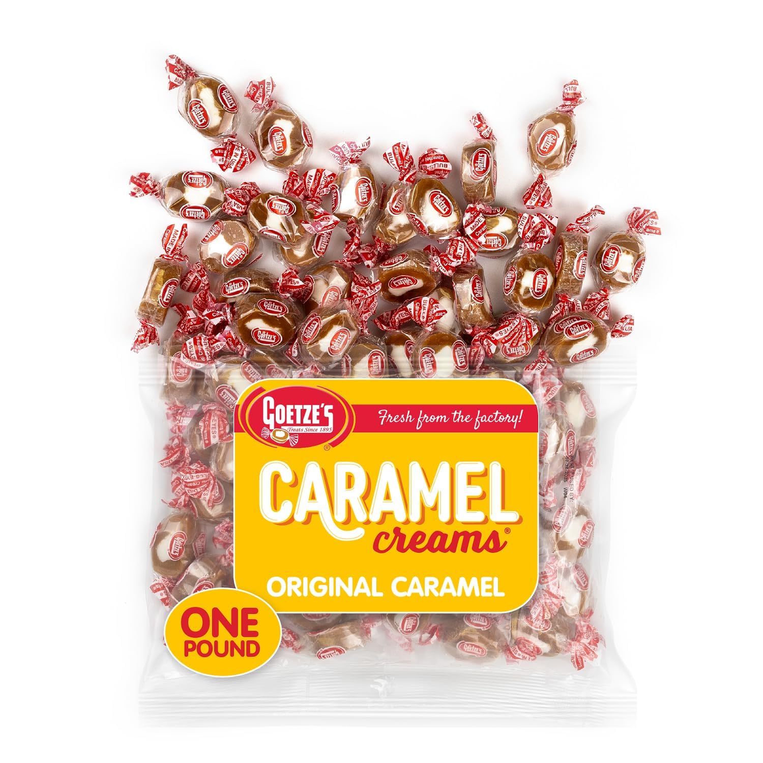 Goetze's Vanilla Caramel Creams Candy - Fresh 1lb Bag (16oz) Soft Chewy Treats from Factory