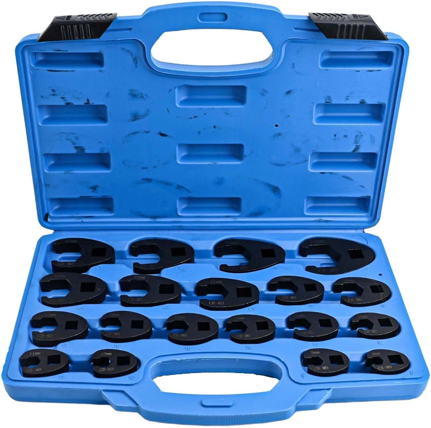 3/8” & 1/2” Drive Jumbo Crowfoot Flare Nut Wrench Set, 19PC Metricols 8 32 mm Sizes,Flare Nut Wrenchol Set for 3/8in and 1/2in Drive Ratchet