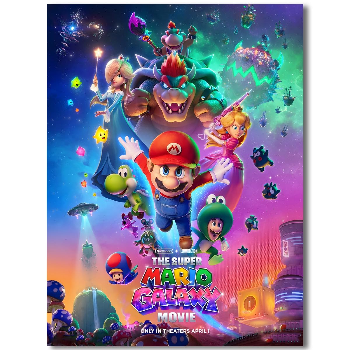 COMOR The Super Mario Galaxy Poster For Fans Kids Room Bedroom Wall Decor-Movie Mario Posters Canvas Prints Picture For Teen Boy Girls Gifts