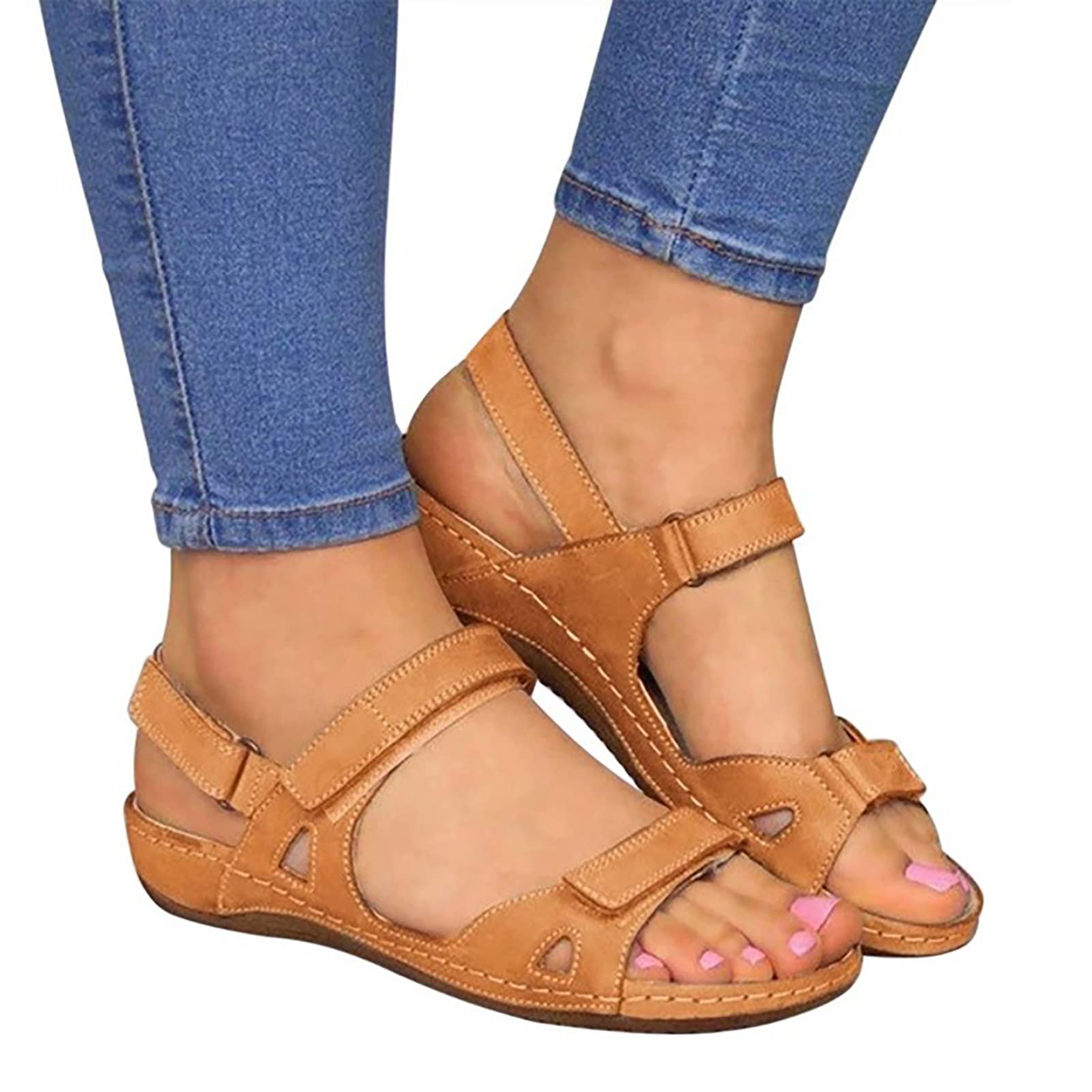 Sandales d'été pour femmes jaunes contre la fatigue de marche