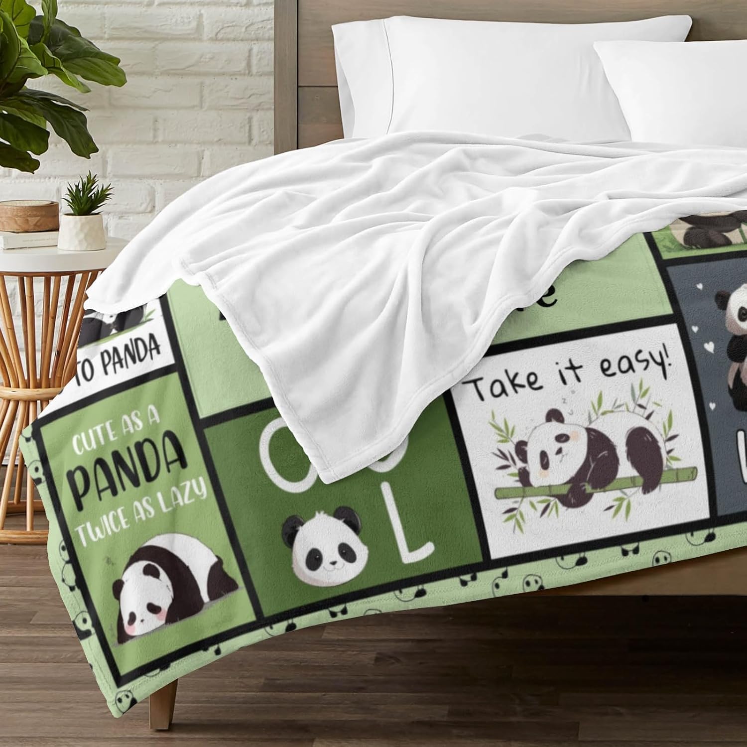Customized Name Blanket with Panda, Make Your Own Text Blanket for Birthday Christmas Decor Gifts, 60"x80"