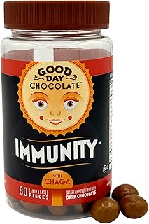 Good Day Chocolate Immunity – Dark Chocolate with Elderberry, Zinc & Chaga Mushroom for Immune Support – Easy Daily Chocolate Supplement – 80 Count