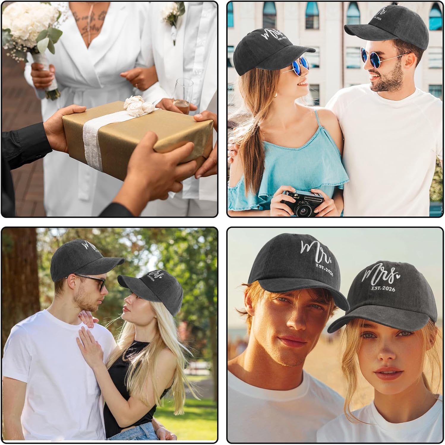Mr and Mrs Hats for Wedding Gifts, Engagement Anniversary Honeymoon Gifts for Newlyweds Couples Baseball Cap