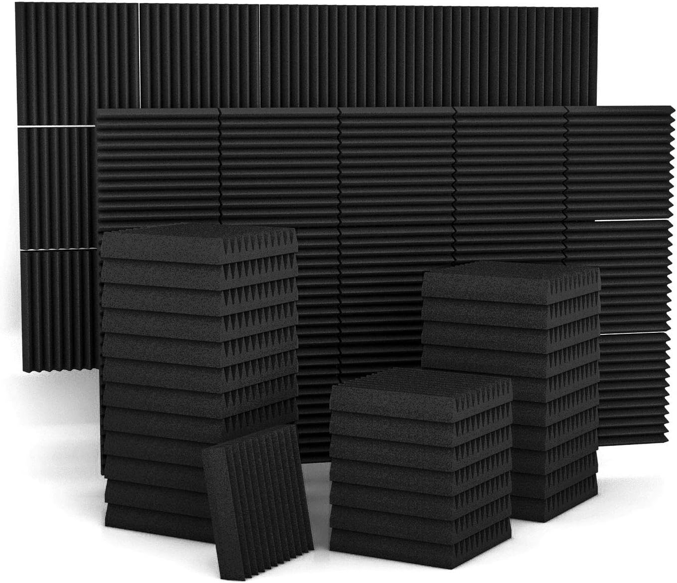 180° Acoustic Panels Wedge 60 Pack 1 inch 12" W x 12" L