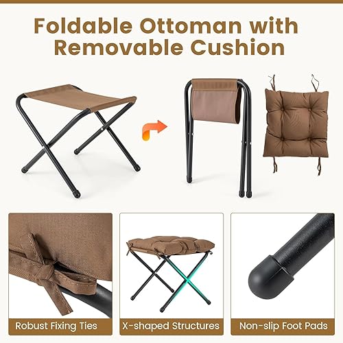 Miniatura 6 de KOMFOTT Silla Lazy con otomana, silla de lectura tapizada de ocio con reposabrazos y bolsillo lateral, moderna silla de salón con reposapiés