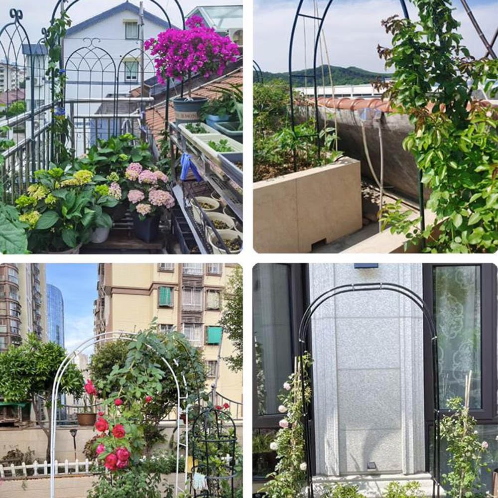Pergola Łuk Ogrodowy Krata Pnącza Stojak Na Zewnątrz Antykorozyjny Metalowy Łuk Różany Odłączany Stojak 120 x 220 cm (Kolor: Biały, Rozmiar: 140 x 230