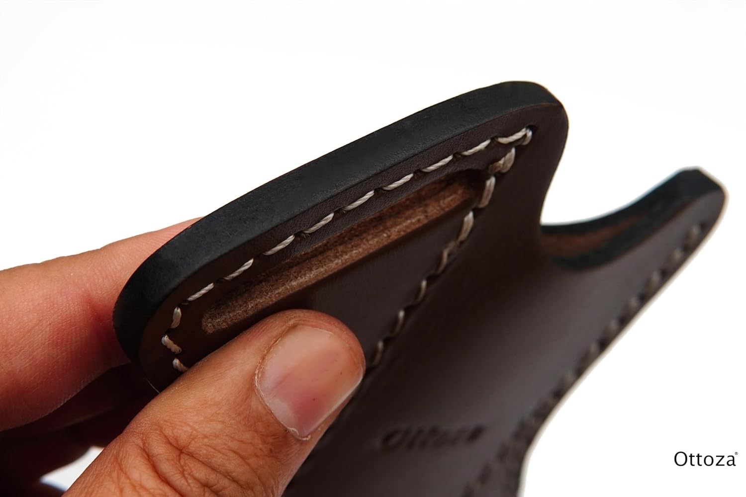 Ottoza Folding Pocket Knife Sheath - 5 Inch Leather Knife Sheath for Belt - Cross Draw Top Grain Leather Holster 71