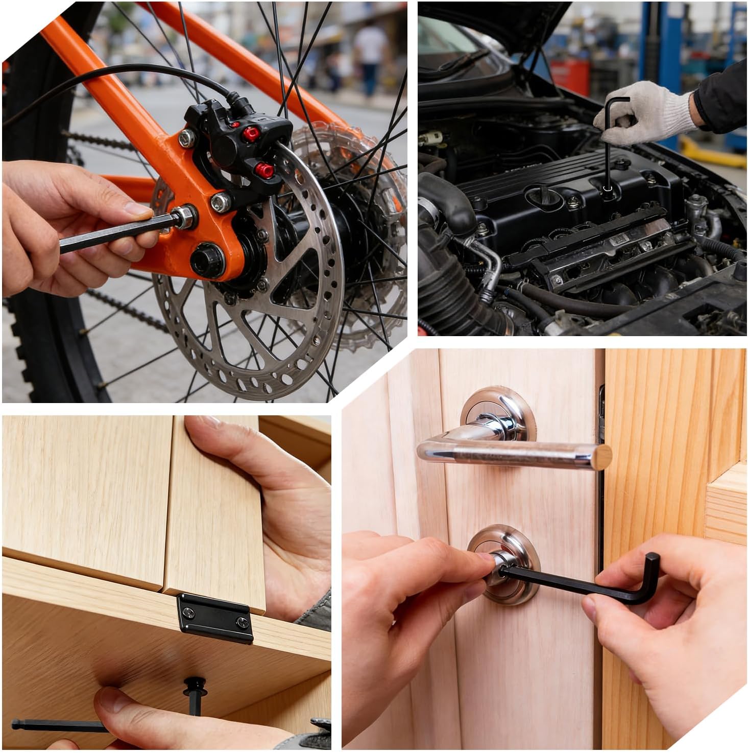4Pcs 5/32" Ball End Hex Key Wrench, Long Allen Wrench, CR-V Steel with Black Oxide Finish, L-Shaped Repairing Tool for Furniture, Bike, and Equipment Maintenance