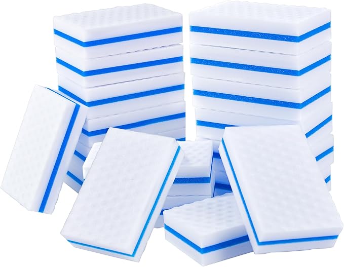 Upgrade Melamine Sponge, 25 Pack Extra Thick More Lasting 3X Density Premium Magic Sponge Eraser, Multi Surface Power Scrubber Foam Stain and Mark Removal Cleaning Pads