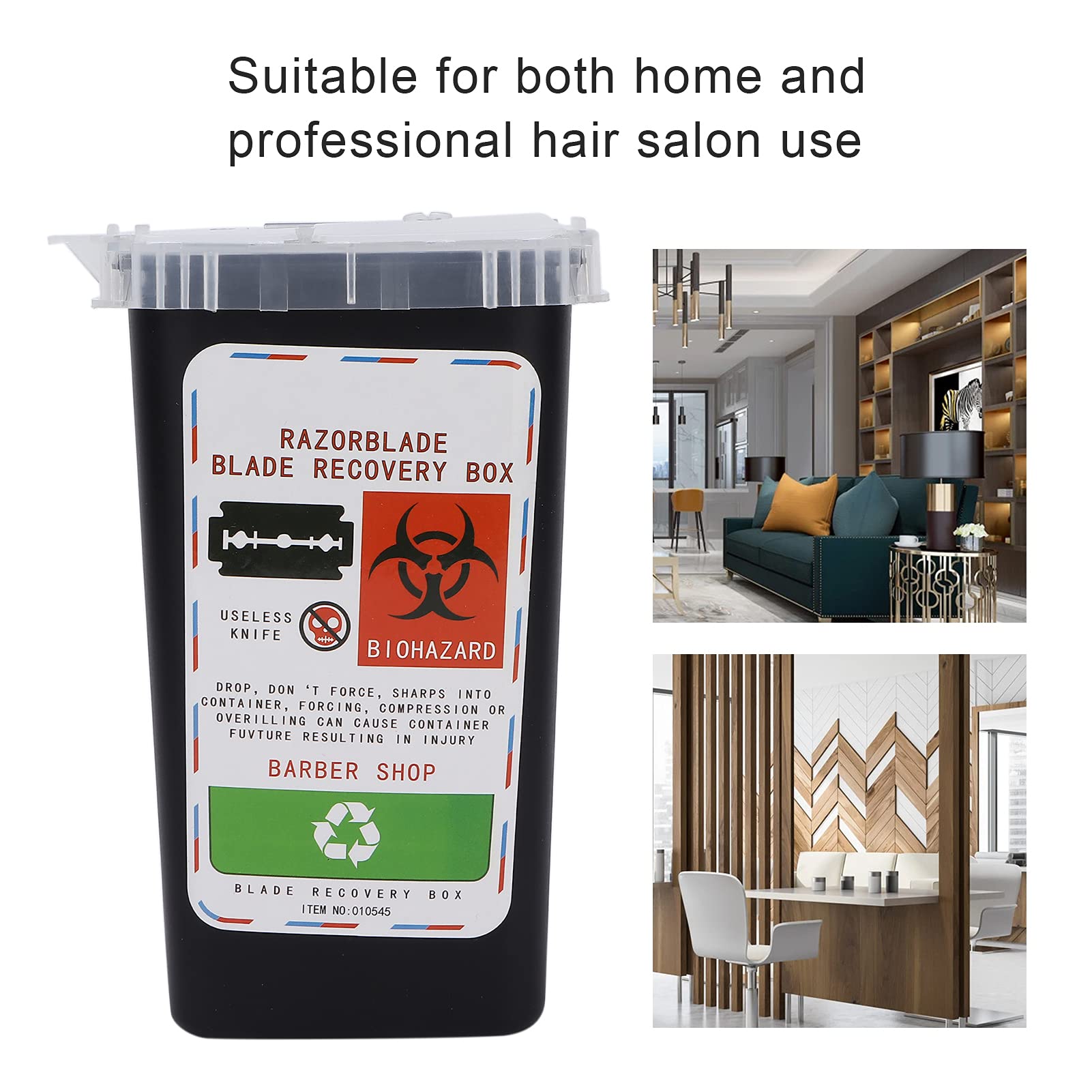 Contenitore per Lame in Plastica Resistente Agli Agenti Chimici, Smaltimento Lame, Nero