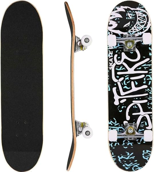 Skateboard Complet pour Enfants, Adolescents et Adultes, débutants, Double Kick Maple Deck Concave Cruiser Skateboard avec Outil en T - 1