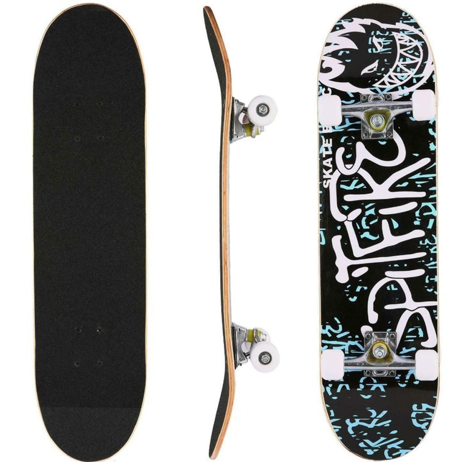 Skate Completo Monopatín Principiantes Estrellado Ruedas PU - Skateboard Niño, Monopatín Niños Patinete Rodamientos Penny Board Adulto Adolescente Joven
