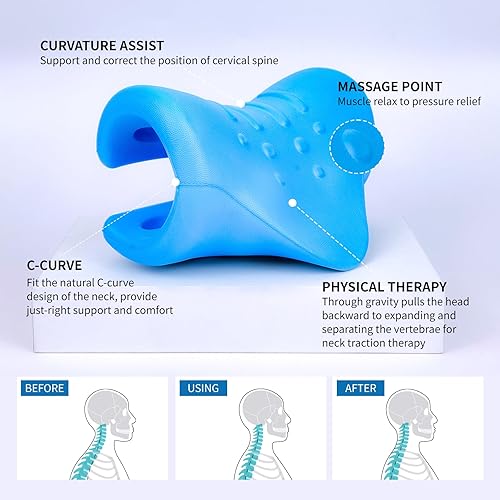 Miniatura 3 de Estirador de cuello, relajante de cuello y hombro, dispositivo de tracción cervical para alivio del dolor de ATM, corrector de nube de cuello,