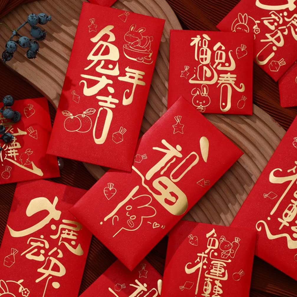 BESTOYARD 60Pcs Chinese New Year Red Envelopes Hong Bao Lucky Money Pockets Red Rabbit Year Money Pockets Envelopes for Spring Festival 2023