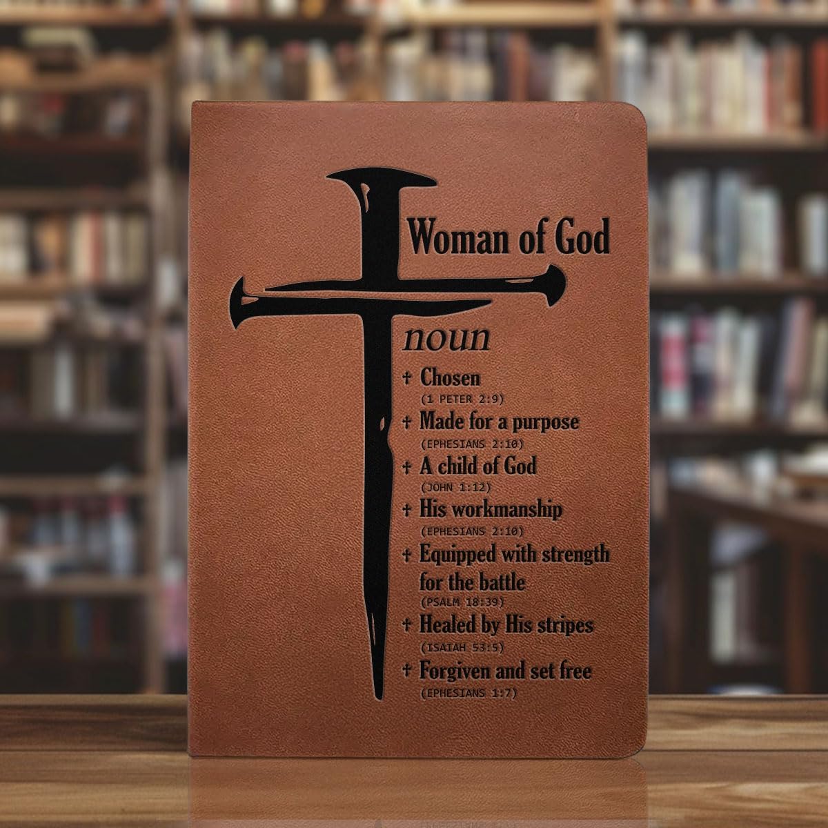 Joymade - Personalized Leather Cover Notebook, Religious Christian Gifts For Men And Women, Bible Notebook For Women, Mom, Her On Mother Day, Birthday, Christmas (Man - Woman Of God)