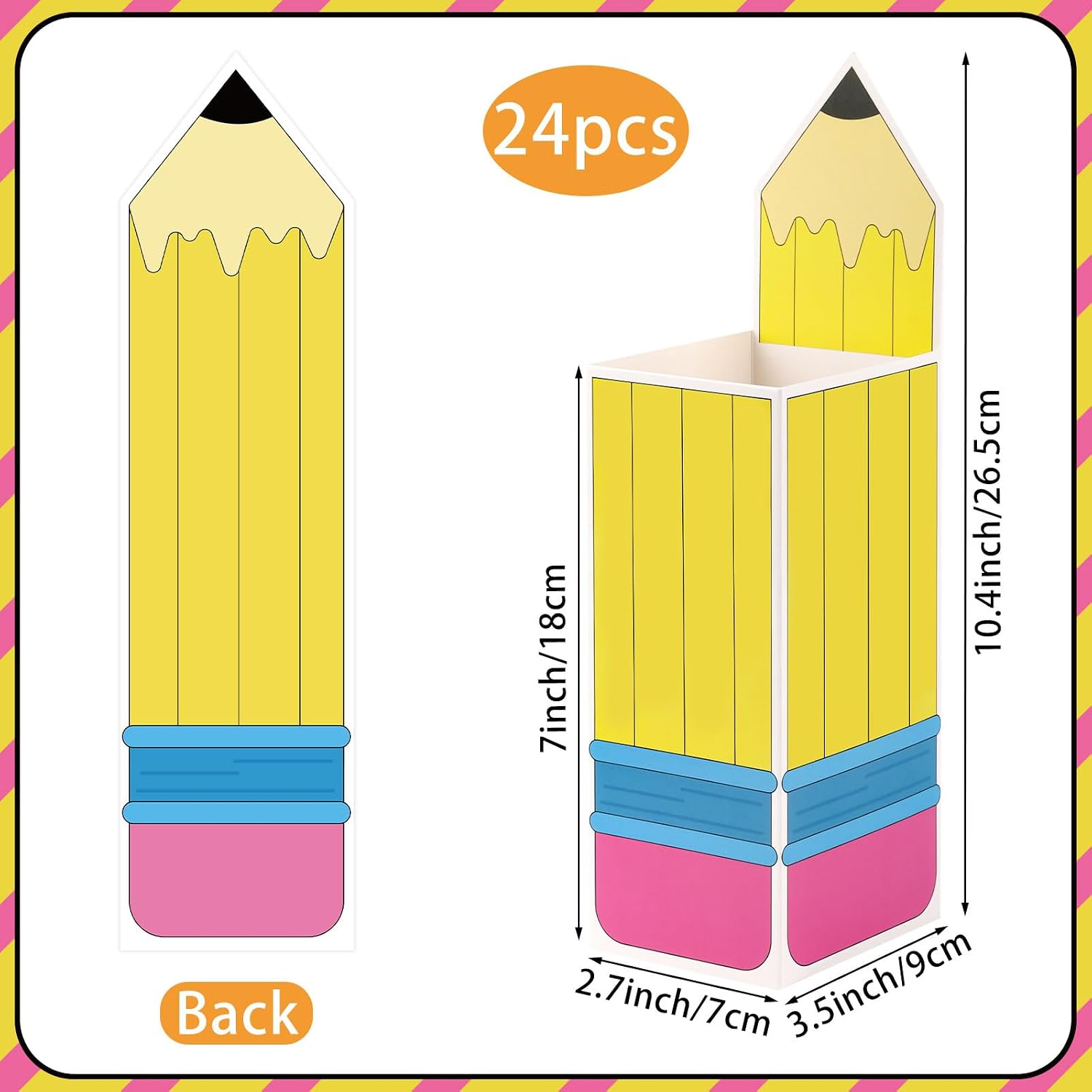 24Pcs Pencil Gift Boxes Back to School Classroom Party Favors Welcome Back to Classroom Decor Pencil Candy Treat Goodie Popcorn Holders First Day of School Teacher Appreciation Party Favor Supplies
