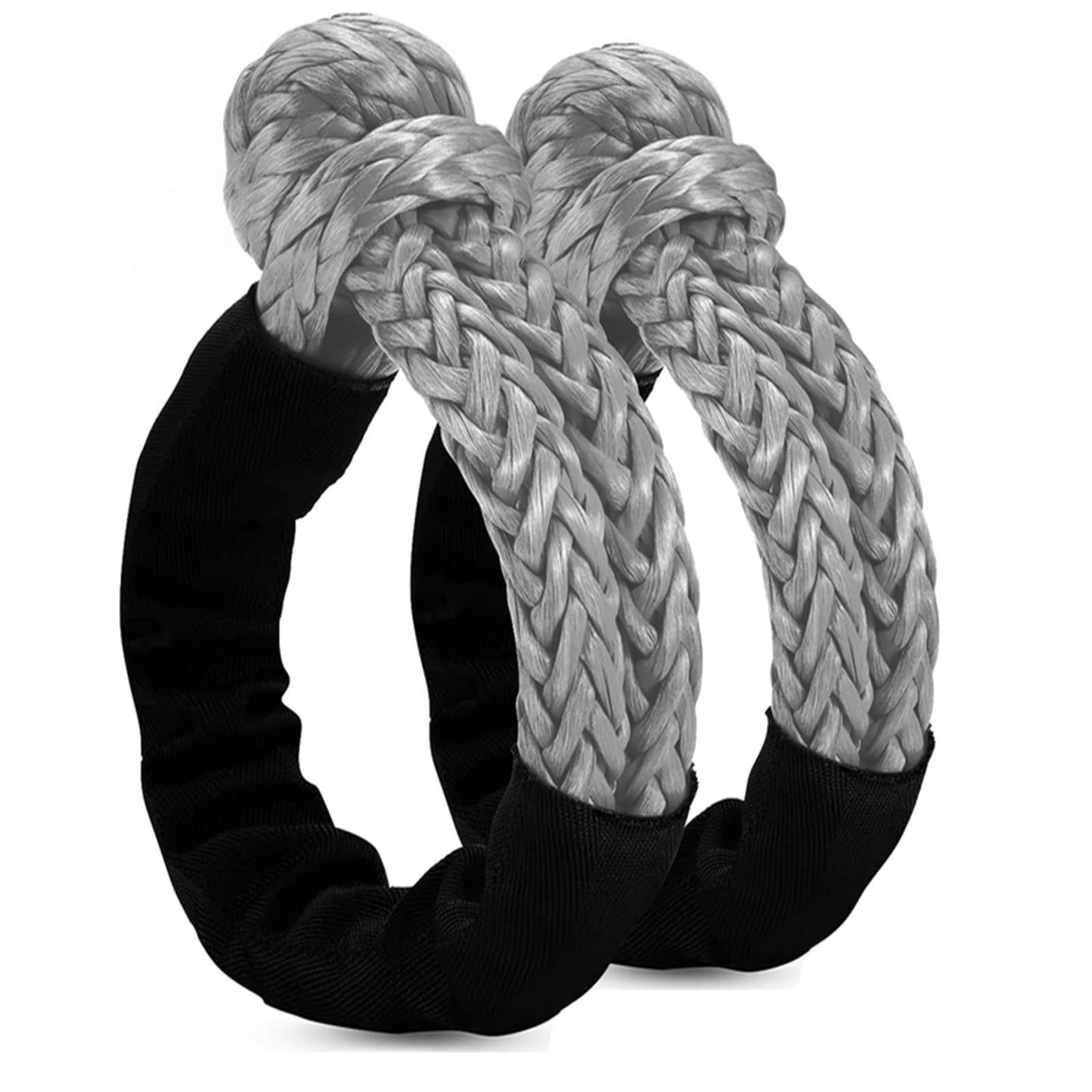 AtRyx Soft Shackle Rope, 2 Pack Soft Shackle 17T Breaking Strength Recovery Tow Shackles Quick-Release Winch Rope Tow Shackle Recovery Gear for SUV ATV Truck Off Road Towing, Gray