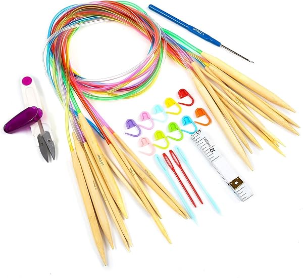 LIHAO Kit di Ferri da Maglia in Bambù 30cm