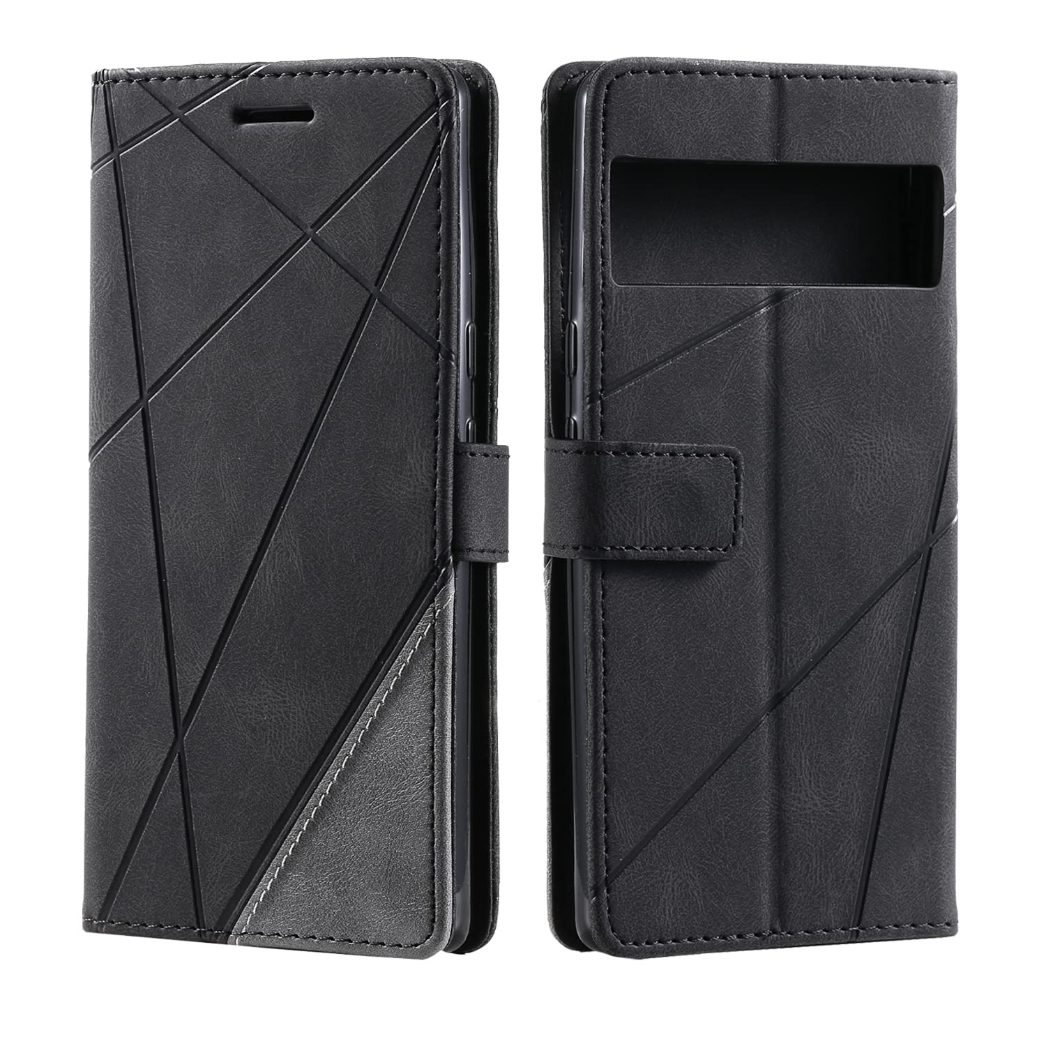 Coque Portefeuille En Cuir Pour Google Pixel 6 Pro - étui Flip Noir, Protection Complète