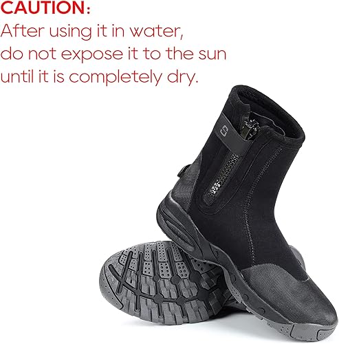 Miniatura 3 de Botas de buceo de neopreno de 0.197 in de alto con cremallera y suela de goma antideslizante para deportes acuáticos, buceo, esnórquel