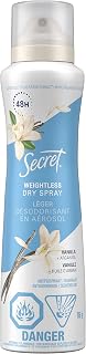 Secret Dry Spray Antiperspirant Deodorant, Vanilla and Argan Oil, 116g