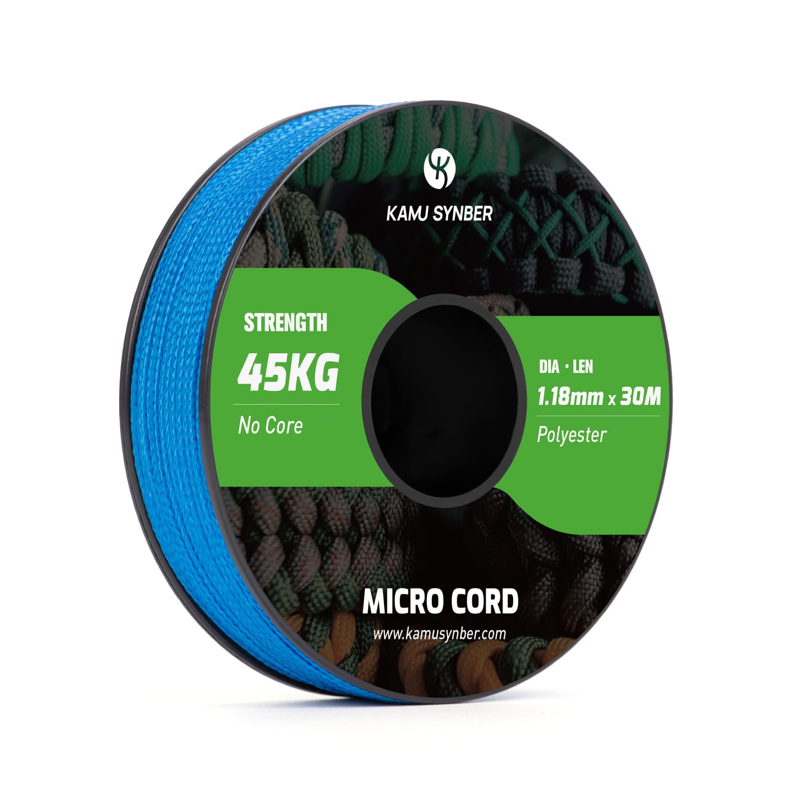Kamu Synber Micro Cord 1.18mm Paracord Braided Rope 30m Spool for Bracelet, Crafting, Jewelry Making, Key Chains | Support 45kg | Blue
