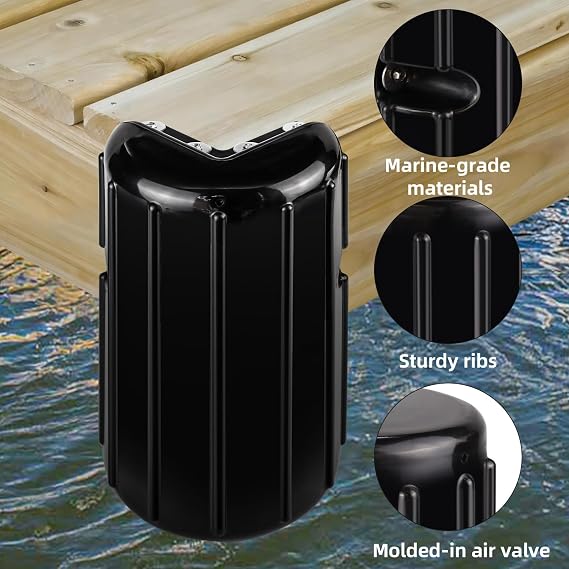 Dock Bumper Dock Corner Fender,Boat Dock Bumpers Fenders for Docking | Protection,Inflatable,Marine-Grade Vinyl,UV-Resistant,Stainless Steel Mounting Hardware Included-Corner Fender