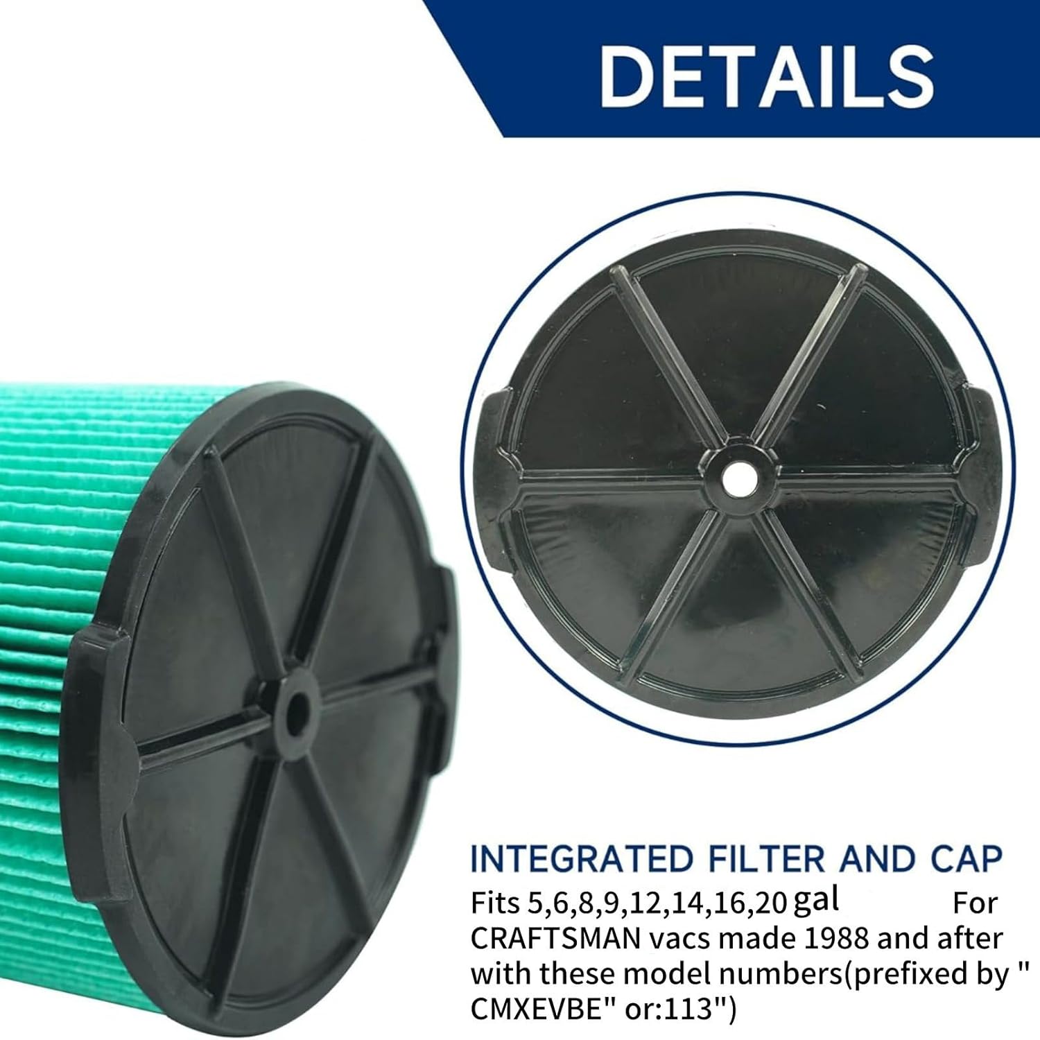 Replacement Cartridge Filter for Craftsman Vacs Made 1988 And After Vacuum