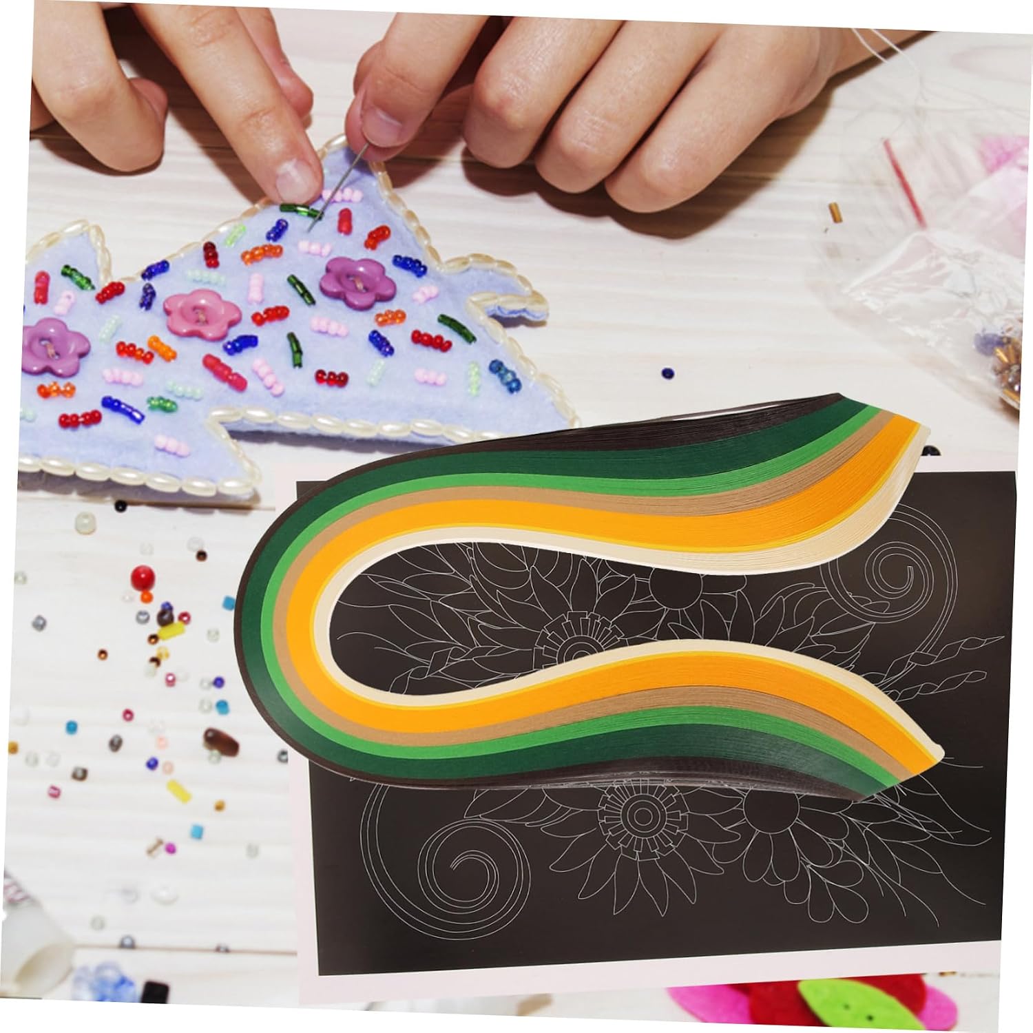 HAPINARY 1set Flower Quilling Strips Craft Supplies for Handmade Decorations Includes Patterns and Assorted Paper Strips for Creative Home Decor Projects
