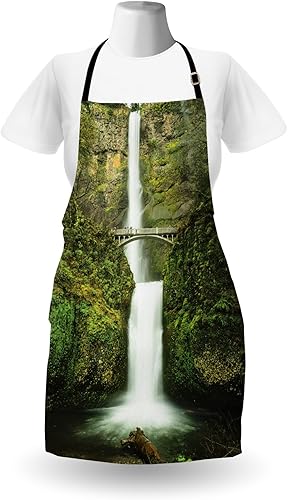 Miniatura 2 de Ambesonne Hobbits - Delantal de cocina con diseño de puente, color verde