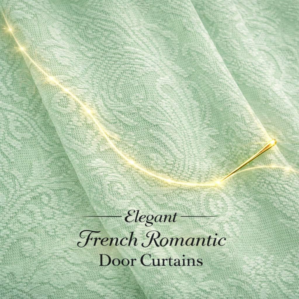 Door Window Curtains Set of 2, No Drill Adhesive for Glass, Light Filtering Front Door Curtains Lace Bow Tie-Backs (26" W x 73" L - Green)