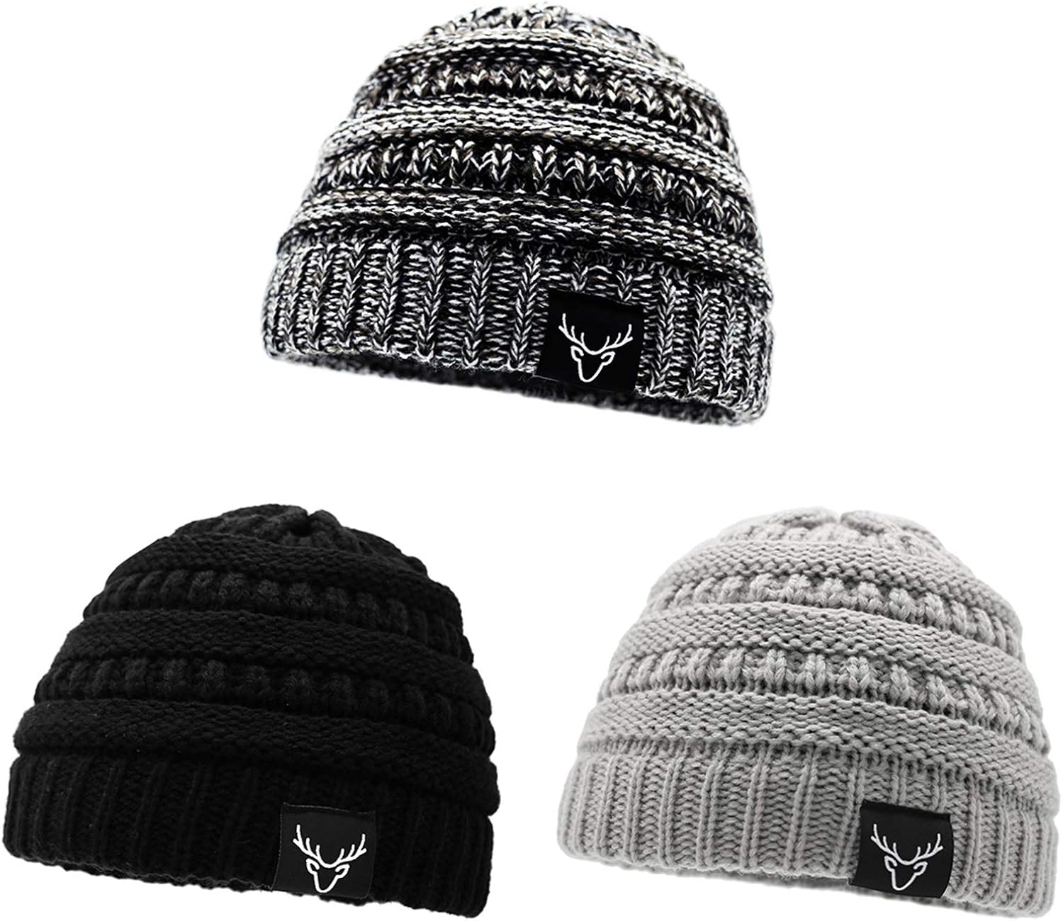 Sarfel Baby Beanies for Boys Baby Hats Winter Knit Baby Boy Hat Toddler Hats 3 Pack Black White & Light Grey & Black: Clothing, Shoes & Jewelry