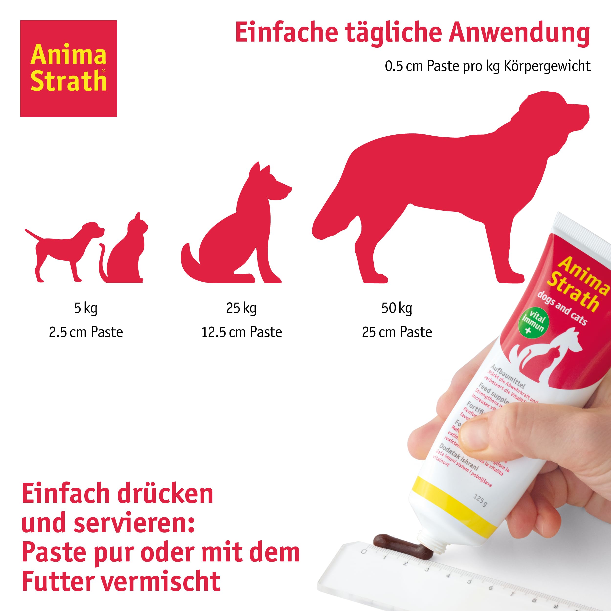 Anima Strath Paste für Katzen und Hunde - (125g) Ergänzungsfutter mit Kräuterhefe, 61 Mikronährstoffen Vitaminen & Mineralstoffen, tägliche Fütterung & Fellpflege
