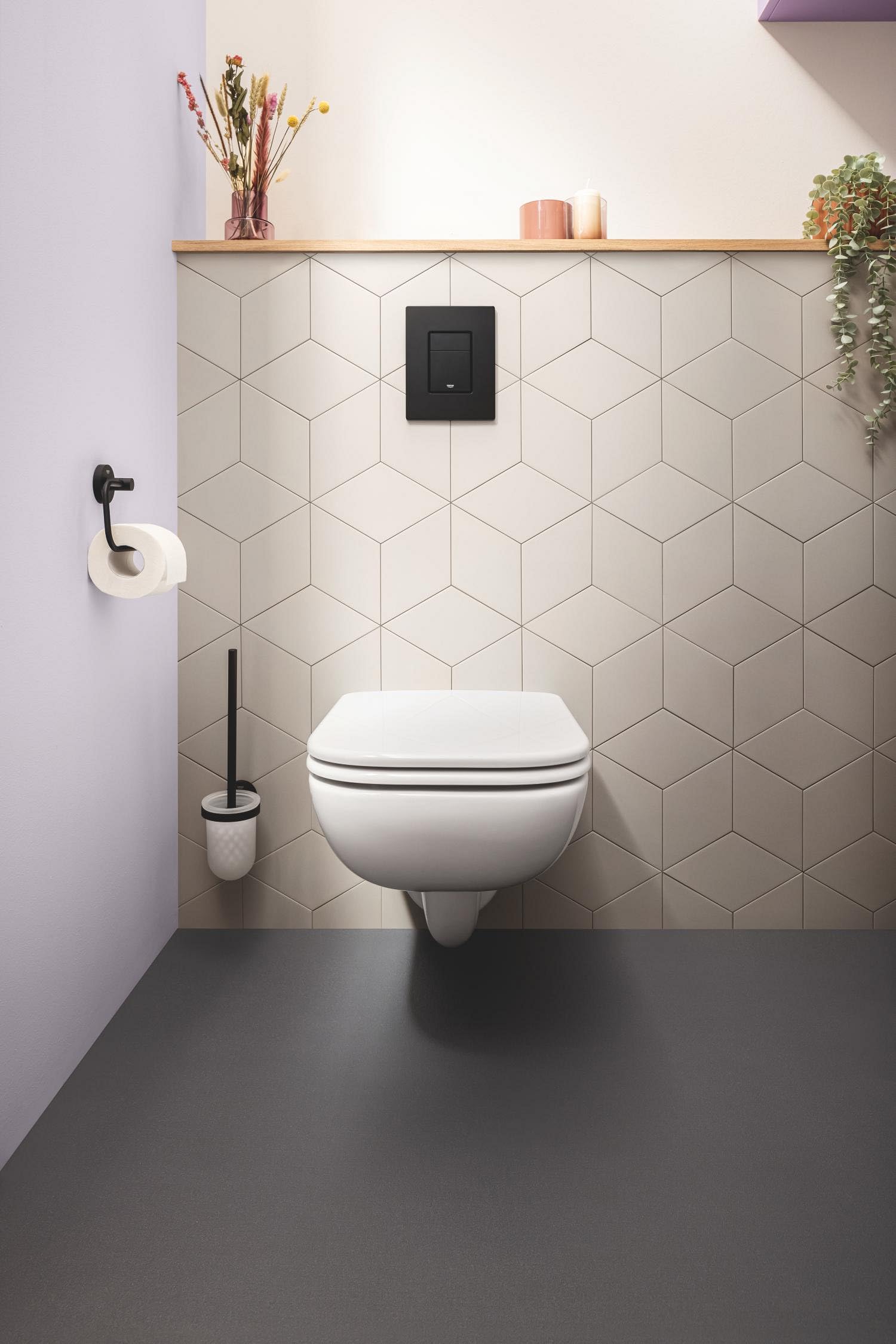 GROHE Solido 3 in 1 Set per WC sospeso (Rapid SL Element Frame 1,13 m con cassetta di scarico GD 2 6 l - 9 l, supporto a parete anteriore, piastra di scarico nero opaco), 388112430